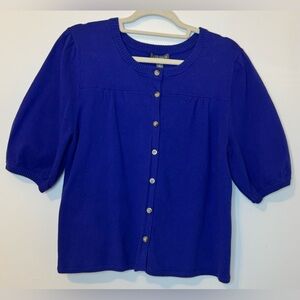 Motto Women’s Royal Blue Short Balloon Sleeve Cardigan Sweater Size L
